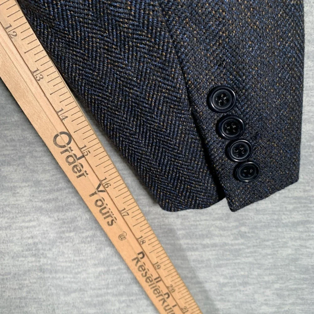 Brioni Blazer Mens 42 Herringbone Wool Cashmere Double Breasted Sport Coat Italy